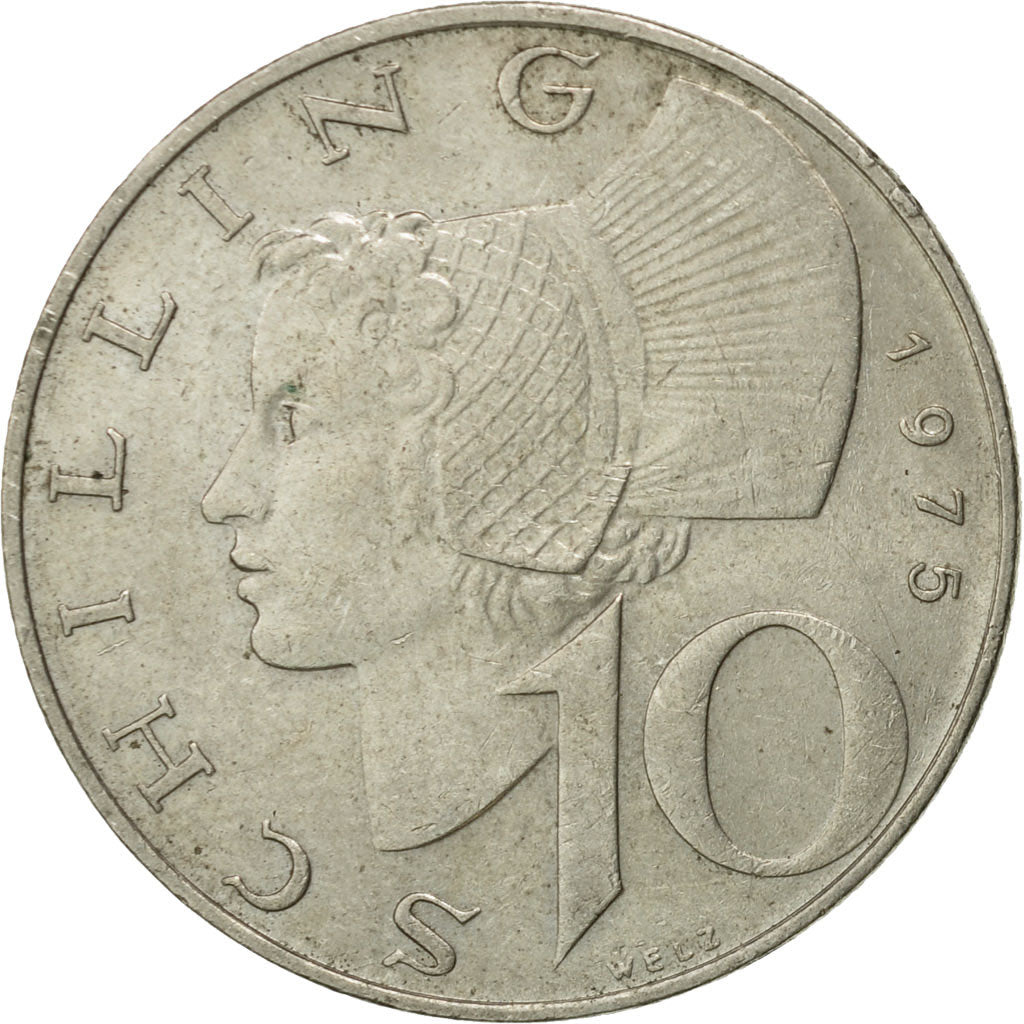 Moneta, Austria, 10 Schilling, 1975, MB+, Nichel placcato rame-nichel, KM:2918