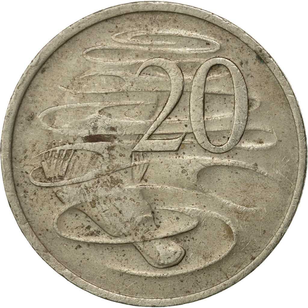 Moneta, Australia, Elizabeth II, 20 Cents, 1974, Melbourne, MB, Rame-nichel