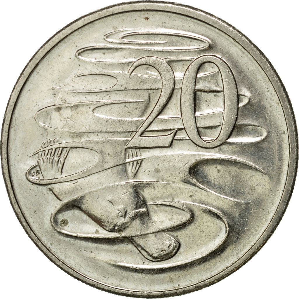 Moneda, Australia, Elizabeth II, 20 Cents, 1981, Melbourne, BC+, Cobre -