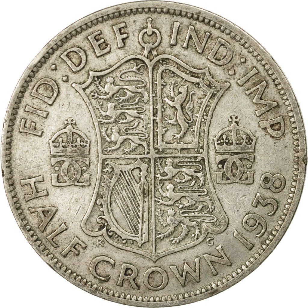 Coin, Great Britain, George VI, 1/2 Crown, 1938, VF(20-25), Silver, KM:856