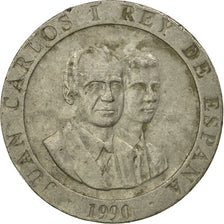 Coin, Spain, Juan Carlos I, 200 Pesetas, 1990, VF(30-35), Copper-nickel, KM:855