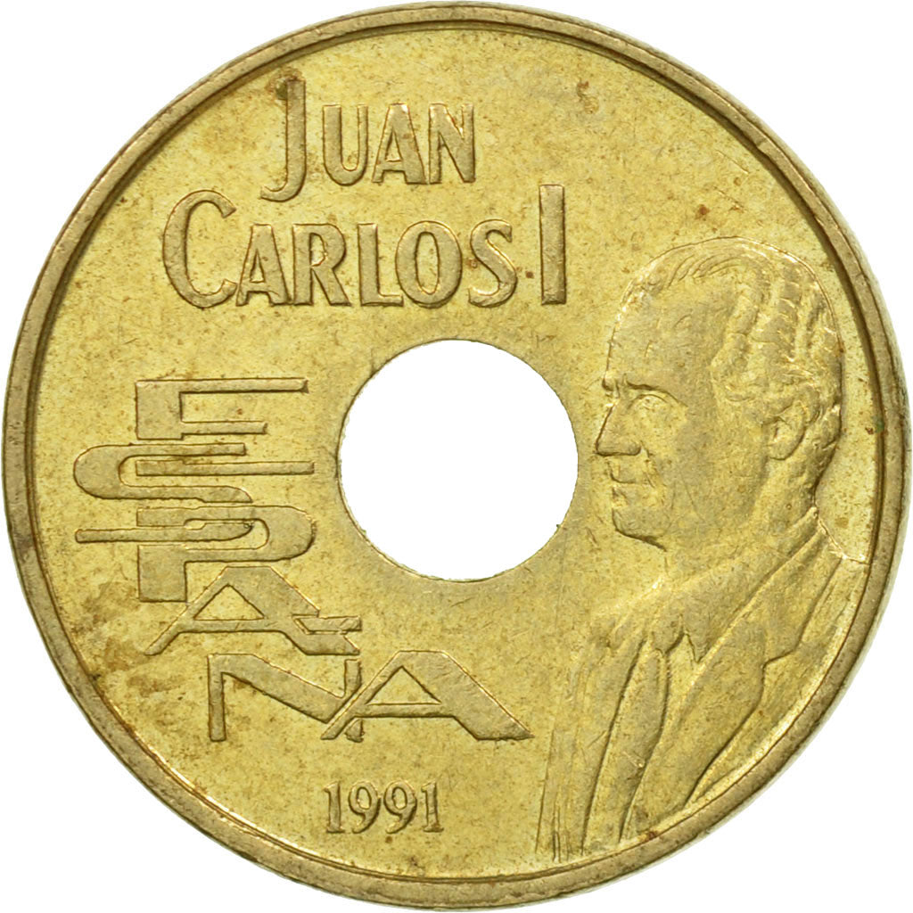 Münze, Spanien, Juan Carlos I, 25 Pesetas, 1991, Madrid, S+, Aluminum-Bronze