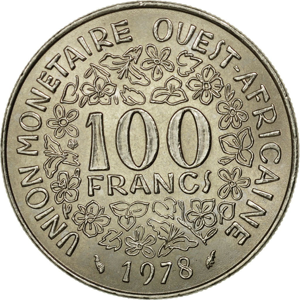 Moneda, Estados del África Occidental, 100 Francs, 1978, Paris, MBC, Níquel