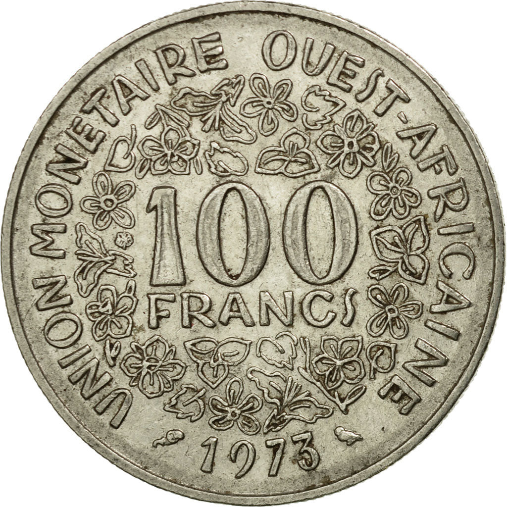 Moneda, Estados del África Occidental, 100 Francs, 1973, Paris, BC+, Níquel