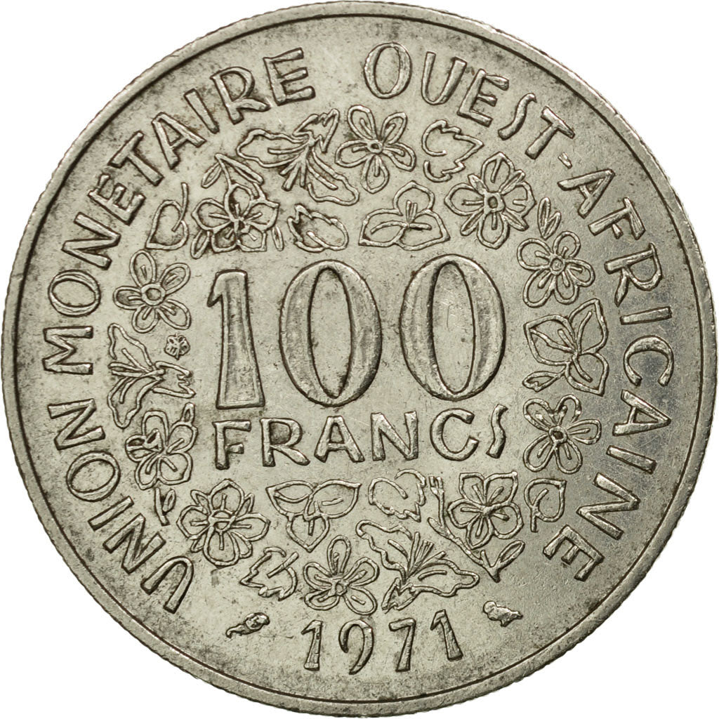 Moneda, Estados del África Occidental, 100 Francs, 1971, Paris, BC+, Níquel