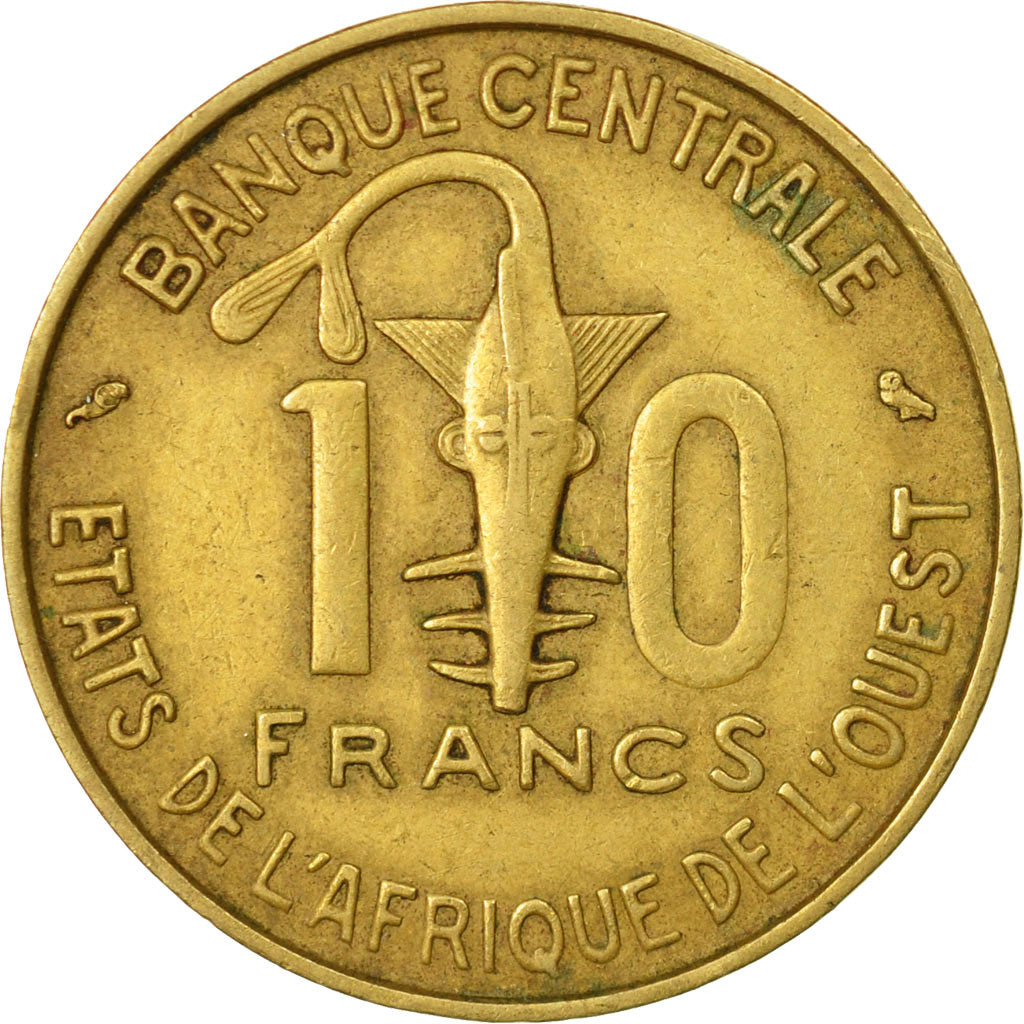 Moneda, Estados del África Occidental, 10 Francs, 1971, Paris, BC+, Aluminio -