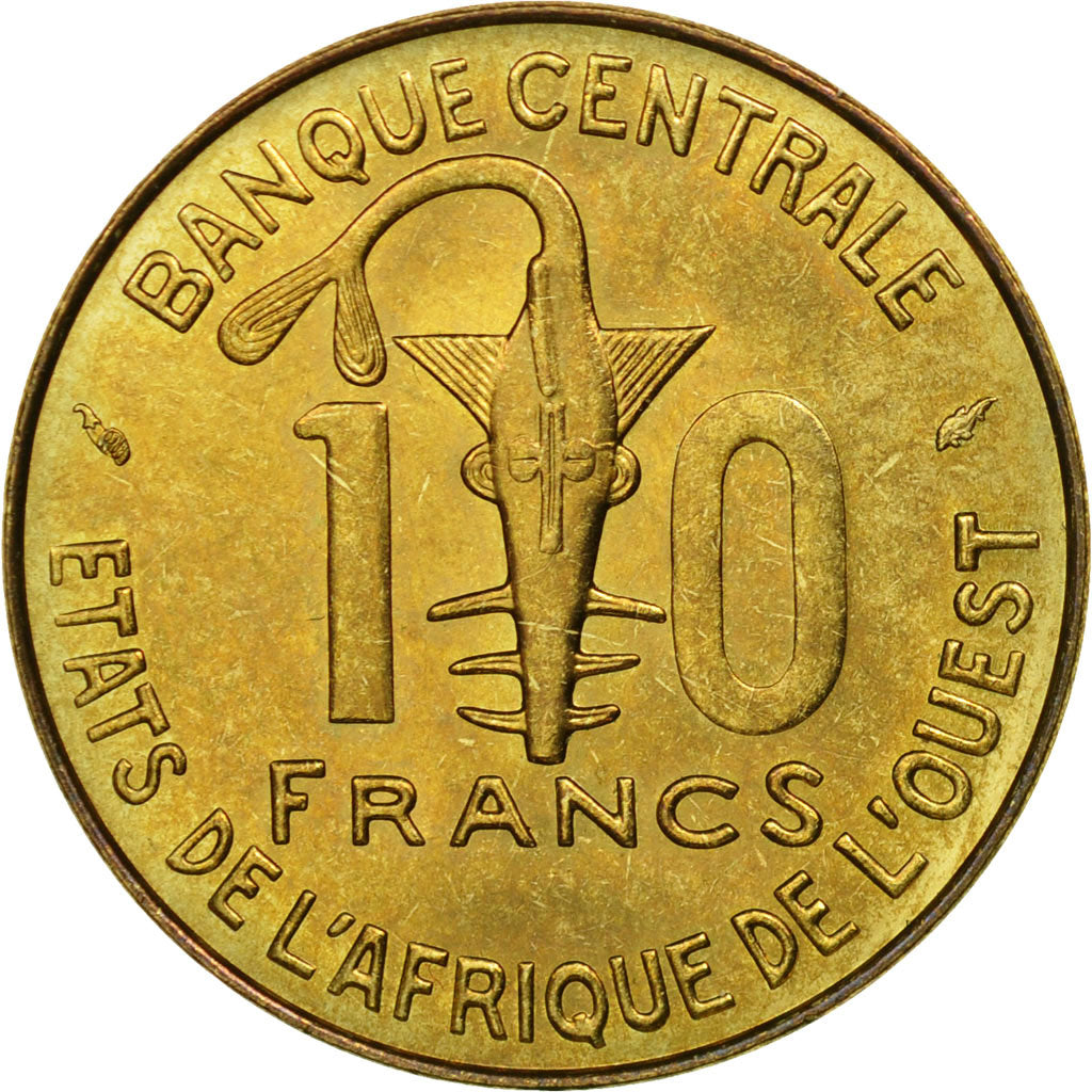 Coin, West African States, 10 Francs, 1984, Paris, VF(30-35), Aluminum-Bronze