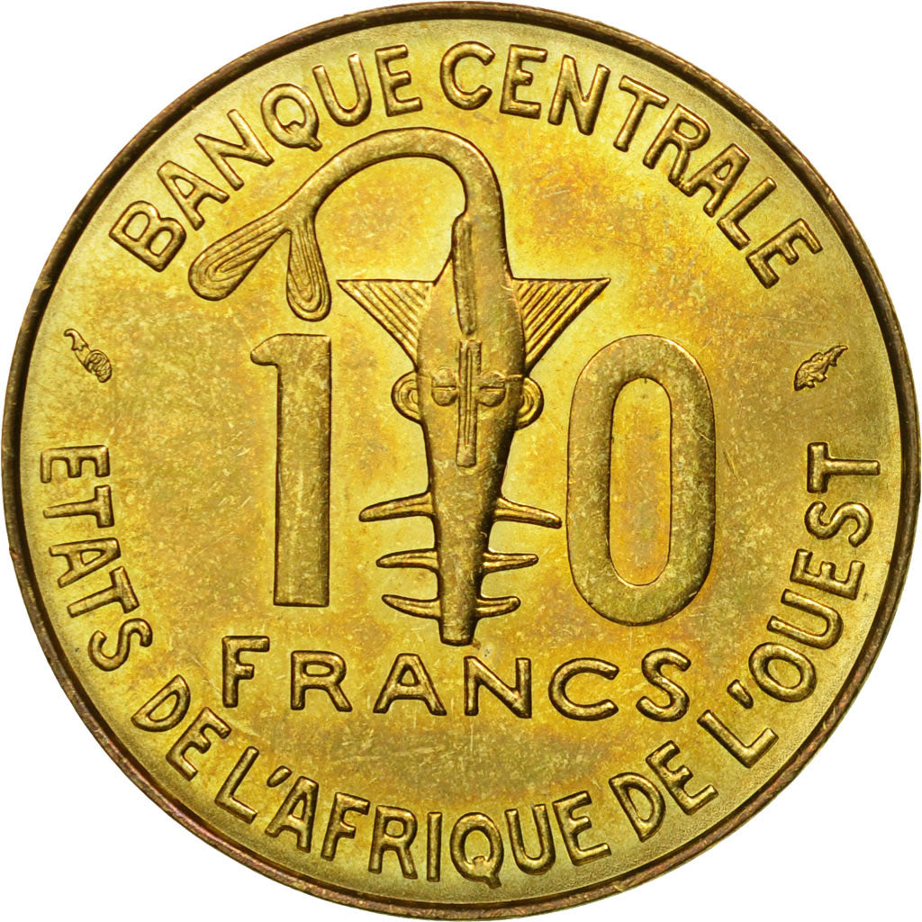 Monnaie, West African States, 10 Francs, 1985, Paris, TTB, Aluminum-Bronze