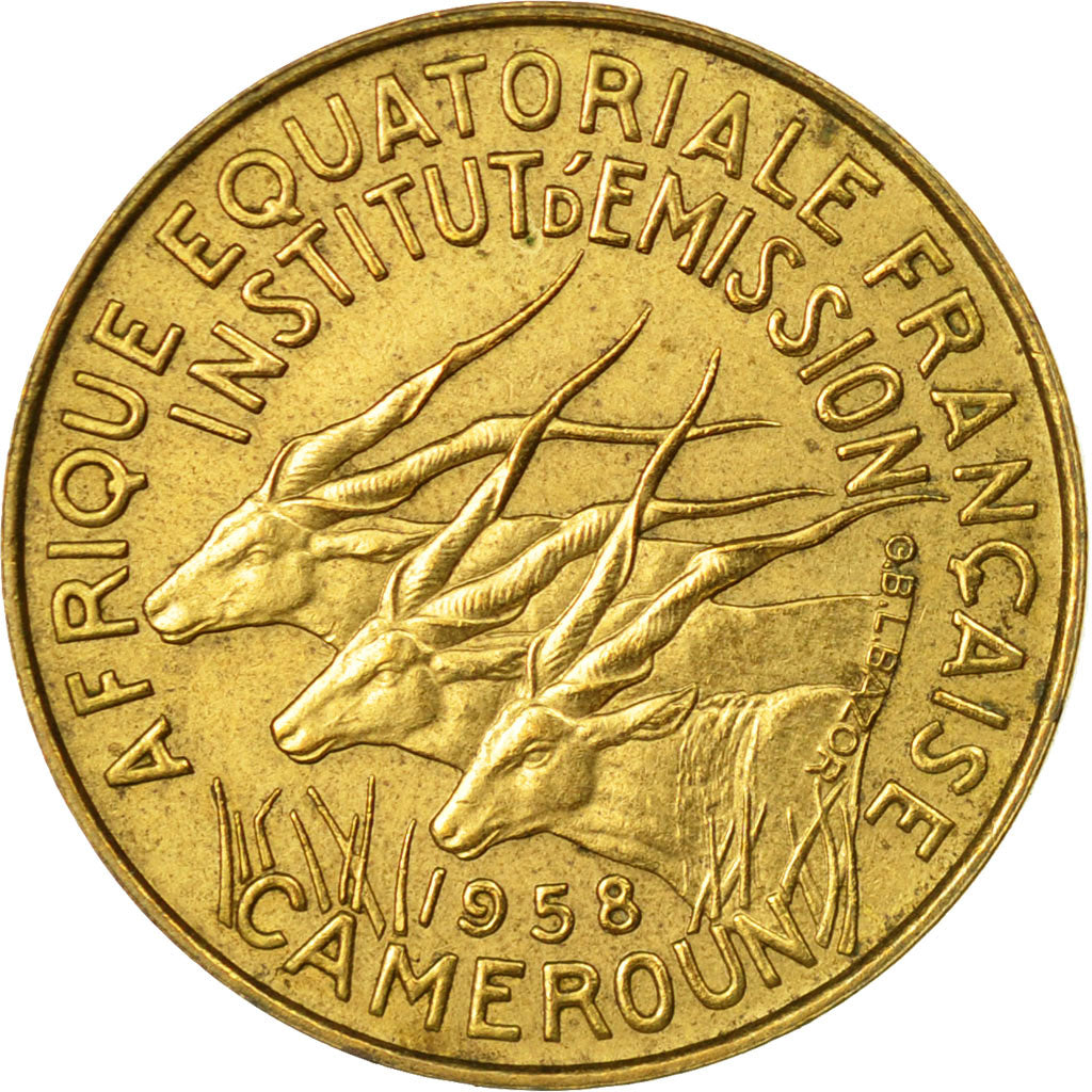 Coin, Cameroon, 5 Francs, 1958, Paris, VF(30-35), Aluminum-Bronze, KM:10
