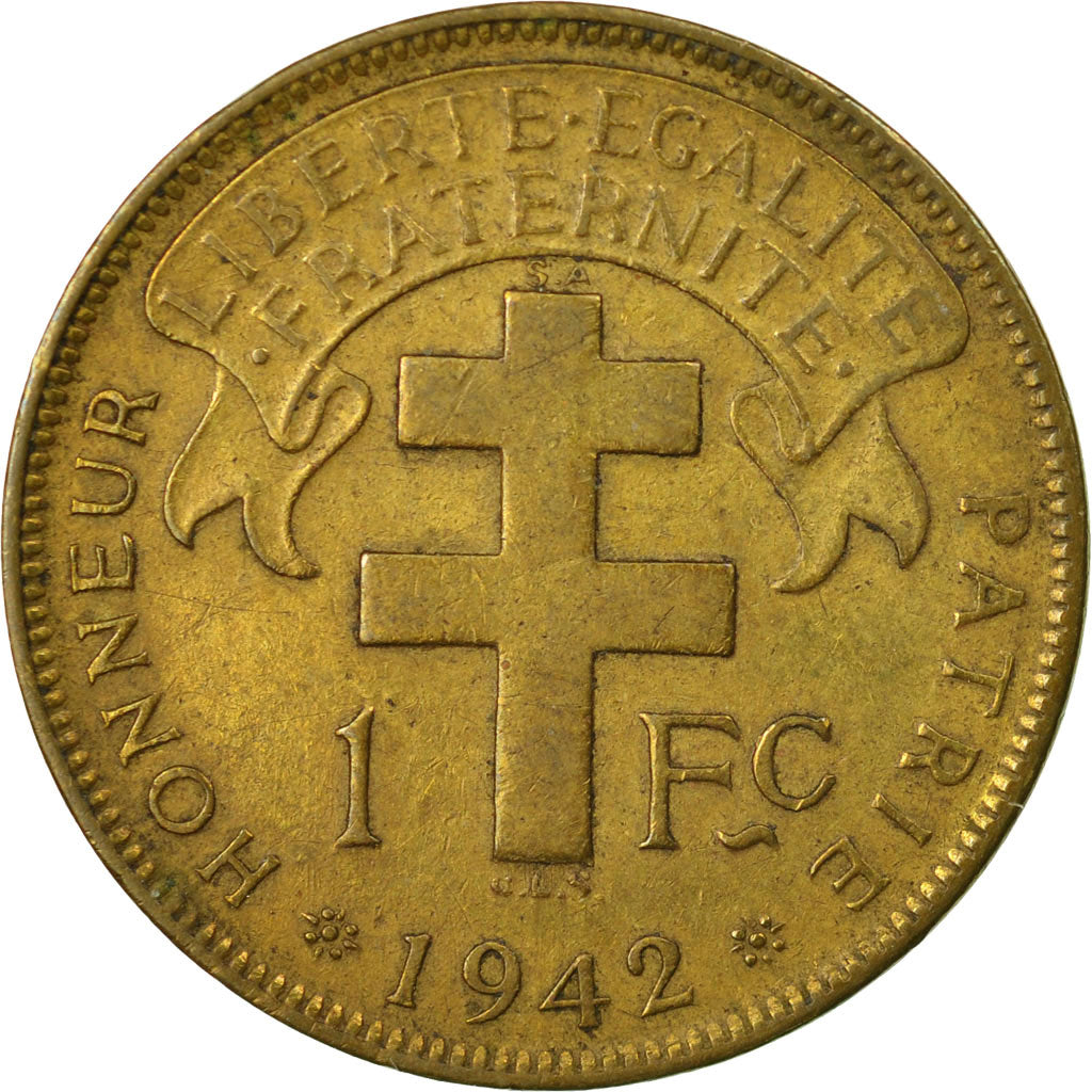 Münze, Französisch-Äquatorialafrika, Franc, 1942, Pretoria, S, Messing, KM:2