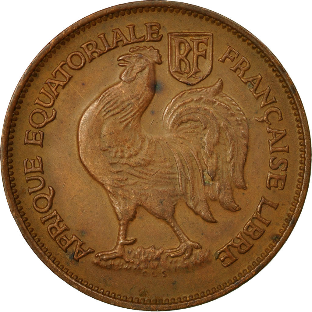 Münze, Französisch-Äquatorialafrika, Franc, 1943, Pretoria, S+, Bronze, KM:2a