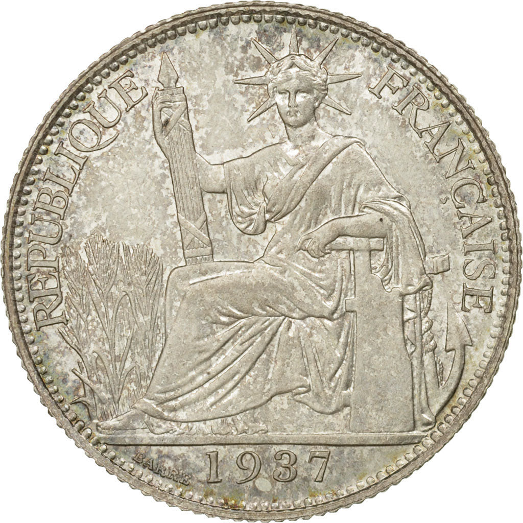 Moneta, INDOCINA FRANCESE, 20 Cents, 1937, Paris, MB, Argento, KM:17.2