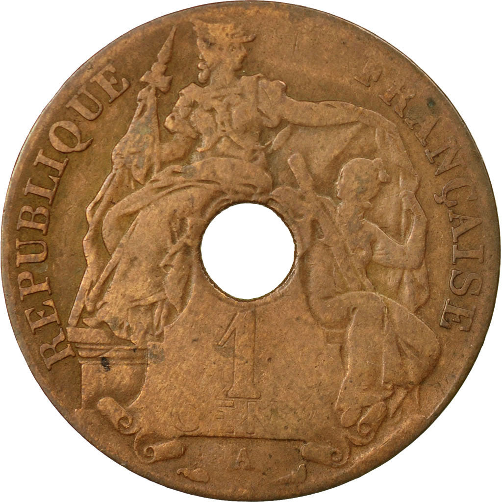 Coin, FRENCH INDO-CHINA, Cent, 1910, Paris, VF(20-25), Bronze, KM:12.1