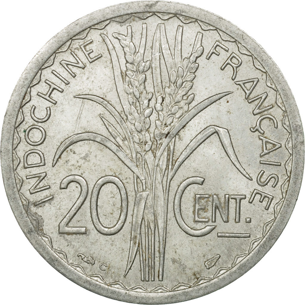 Munten, FRANS INDO-CHINA, 20 Cents, 1945, Castelsarrasin, FR+, Aluminium