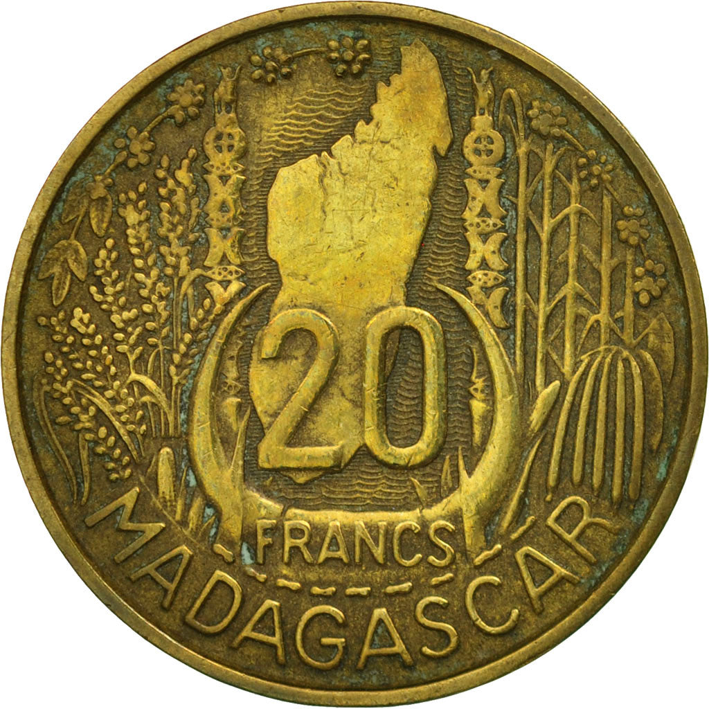 Munten, Madagascar, 20 Francs, 1953, Paris, FR, Aluminum-Bronze, KM:7