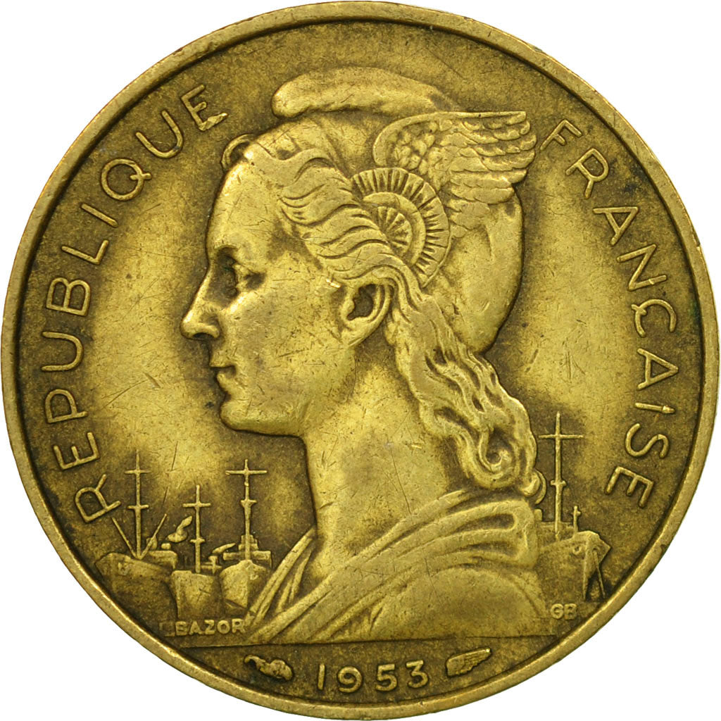 Coin, Madagascar, 20 Francs, 1953, Paris, VF(20-25), Aluminum-Bronze, KM:7