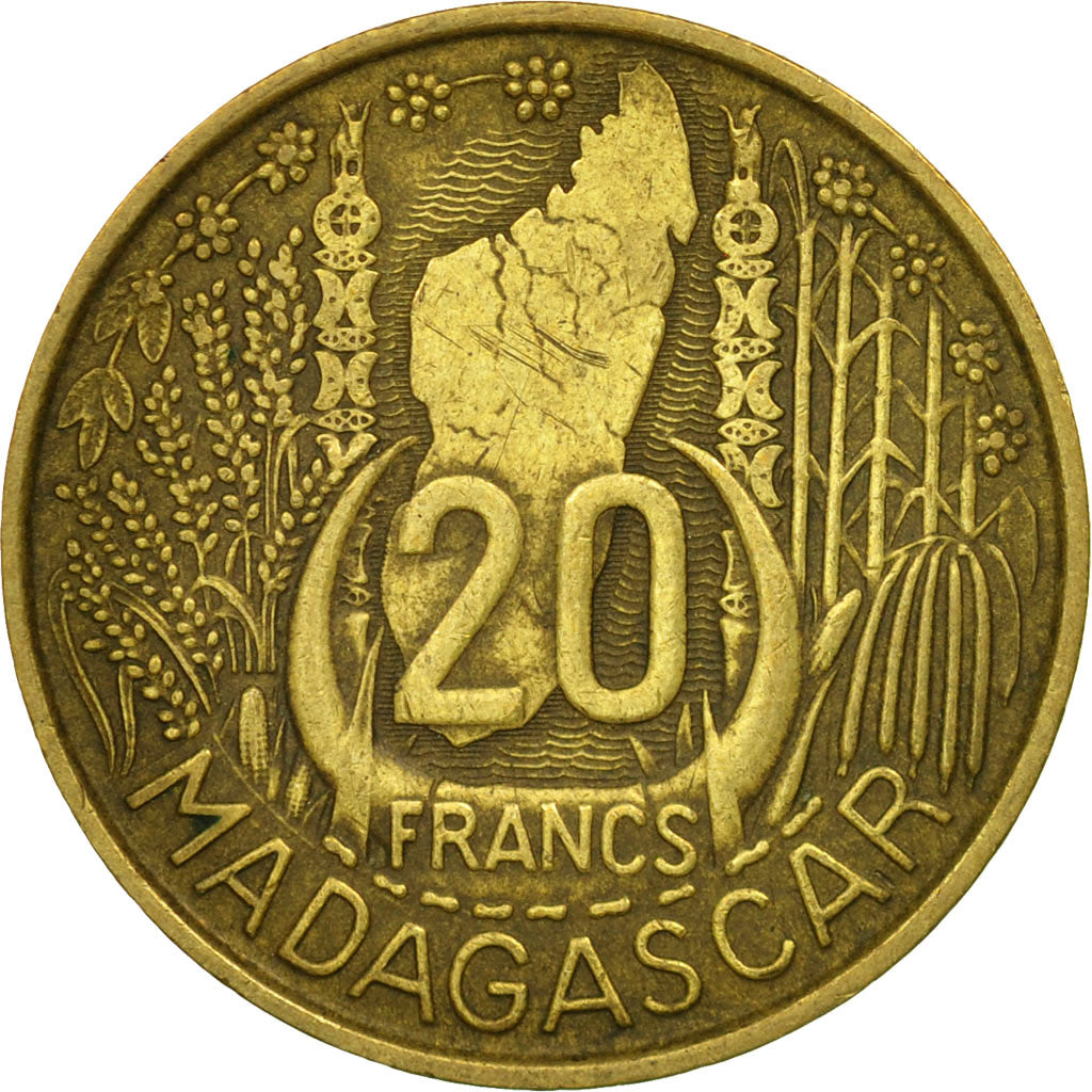 Coin, Madagascar, 20 Francs, 1953, Paris, VF(20-25), Aluminum-Bronze, KM:7