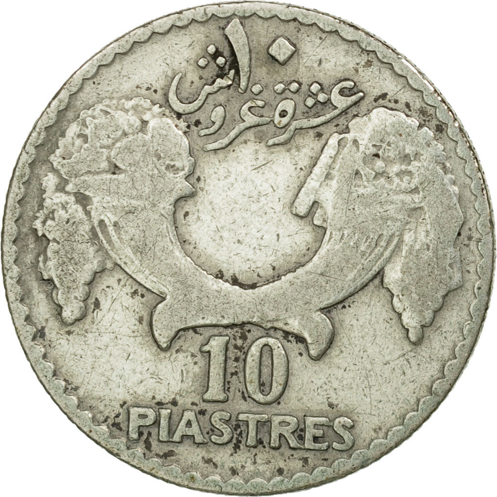 Moneta, Libano, 10 Piastres, 1929, BB, Argento, KM:6