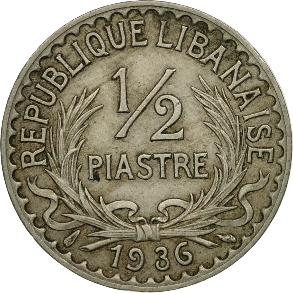 Moneta, Libano, 1/2 Piastre, 1936, Paris, BB, Rame-nichel, KM:9