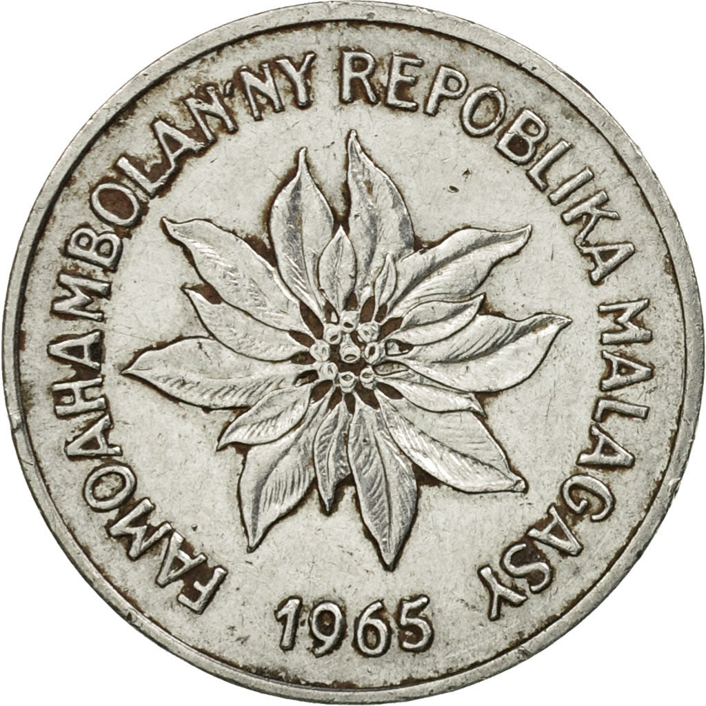 Moneta, Madagascar, 2 Francs, 1965, Paris, MB+, Acciaio inossidabile, KM:9