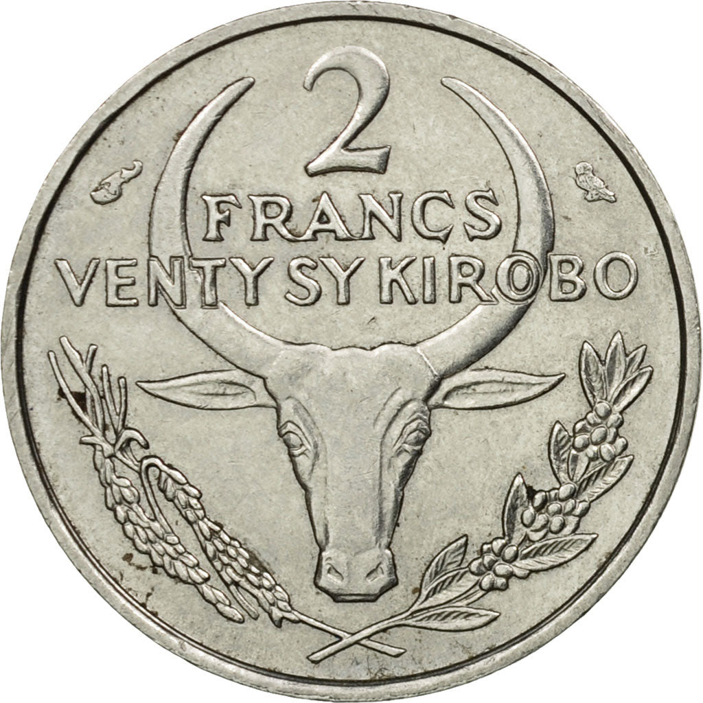 Coin, Madagascar, 2 Francs, 1965, Paris, EF(40-45), Stainless Steel, KM:9