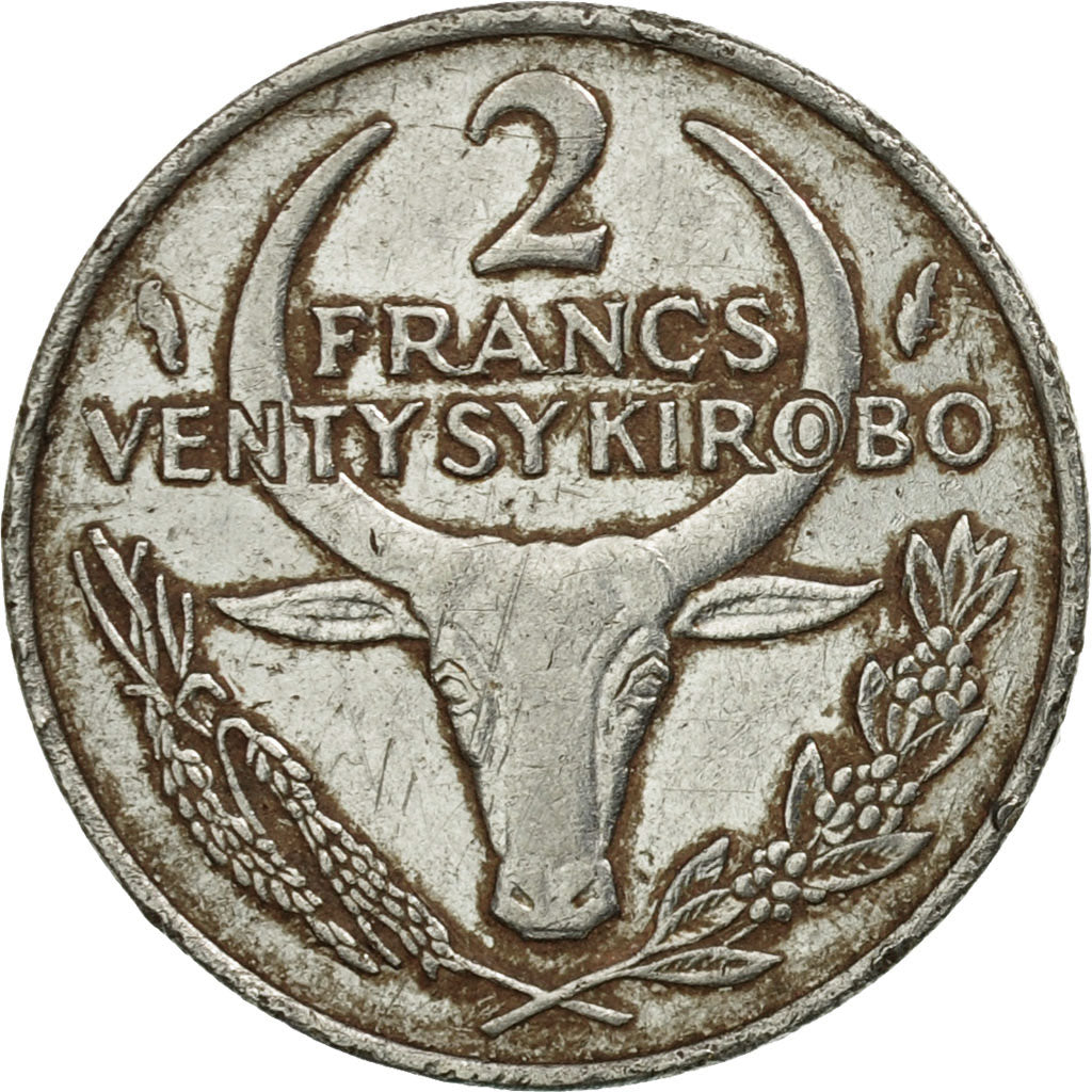 Coin, Madagascar, 2 Francs, 1976, Paris, VF(20-25), Stainless Steel, KM:9
