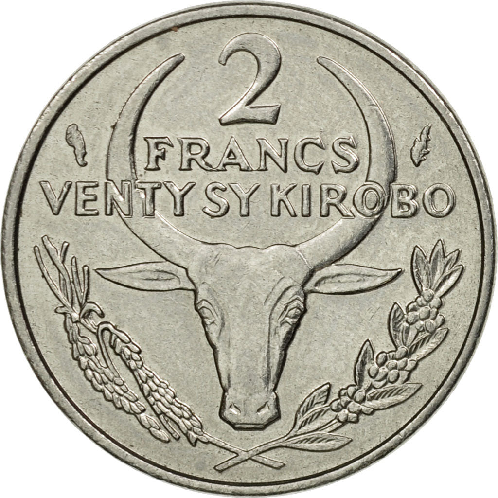 Moneta, Madagascar, 2 Francs, 1977, Paris, BB, Acciaio inossidabile, KM:9