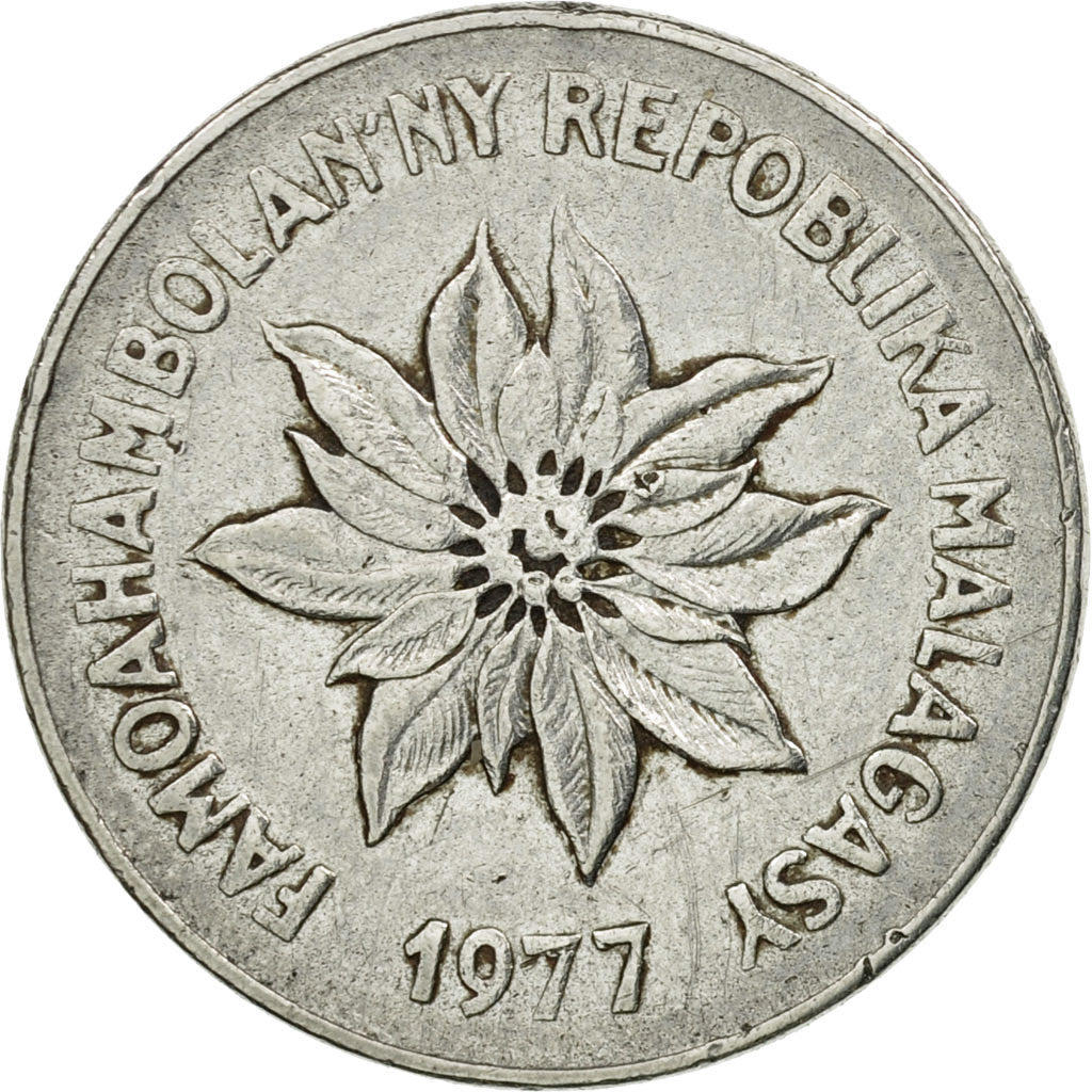 Coin, Madagascar, 5 Francs, Ariary, 1977, Paris, VF(30-35), Stainless Steel