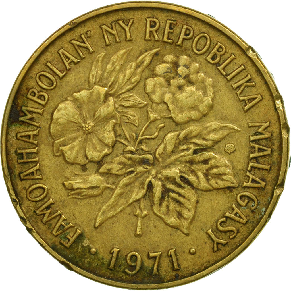 Coin, Madagascar, 20 Francs, 4 Ariary, 1971, Paris, VF(30-35), Aluminum-Bronze
