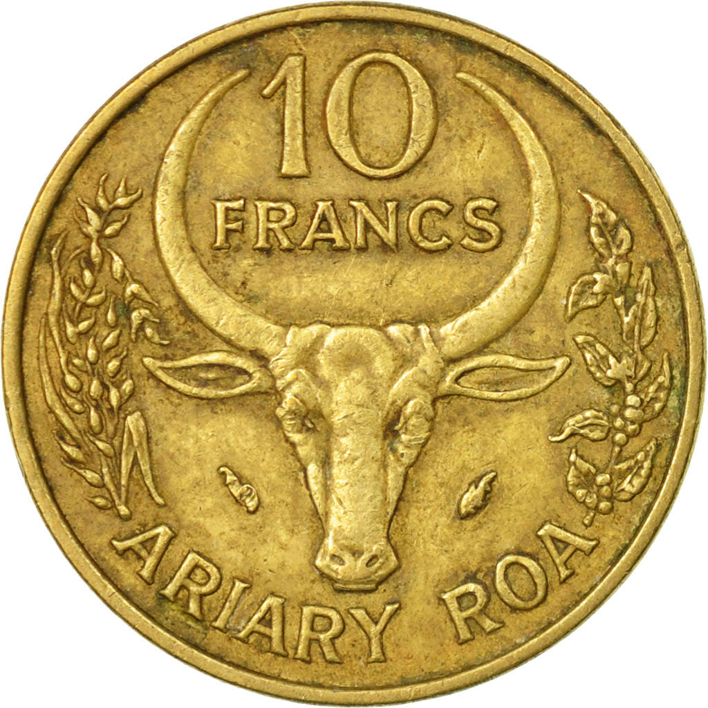 Moneta, Madagascar, 10 Francs, 2 Ariary, 1979, Paris, MB+, Alluminio-bronzo