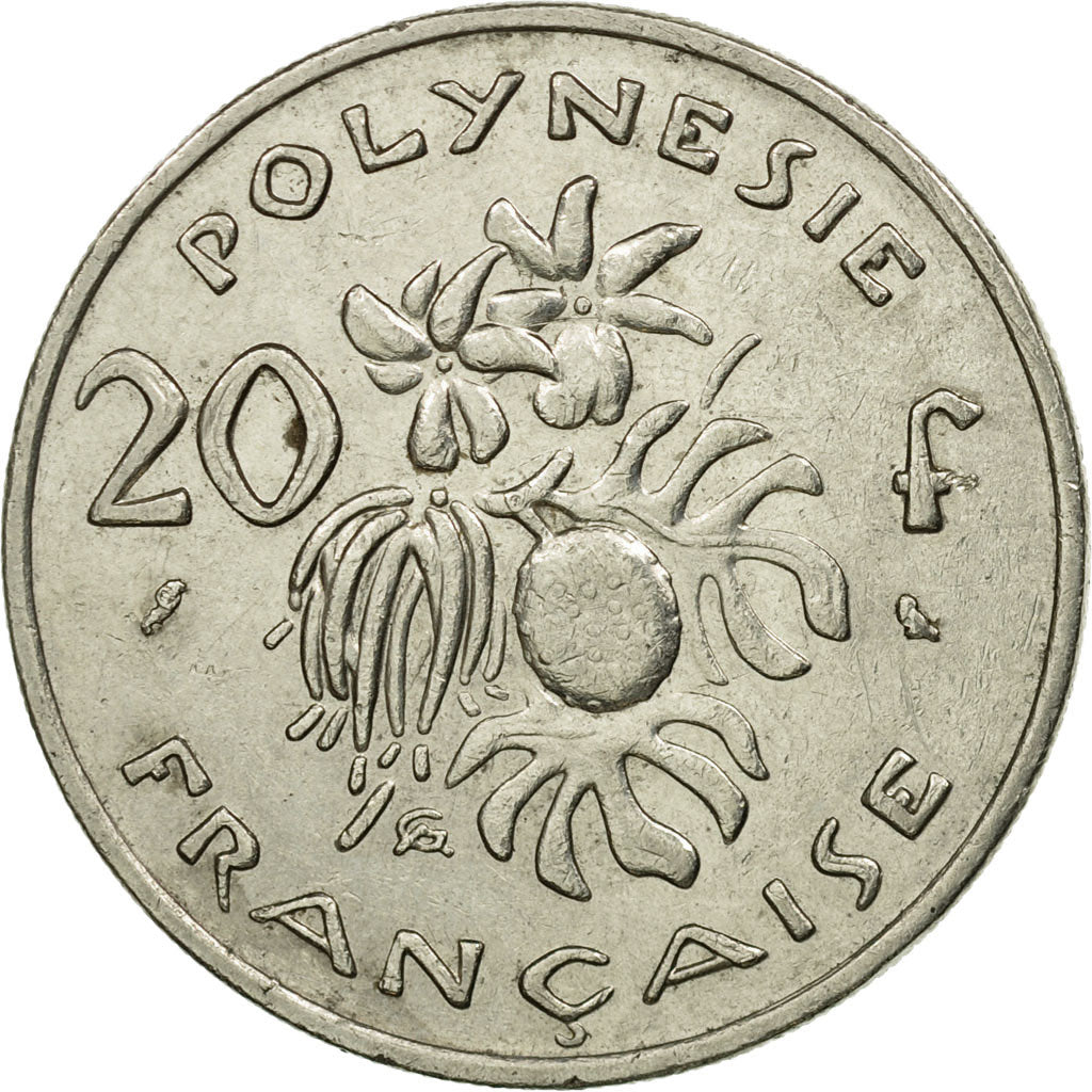 Moneda, Polinesia francesa, 20 Francs, 1973, Paris, BC+, Níquel, KM:9