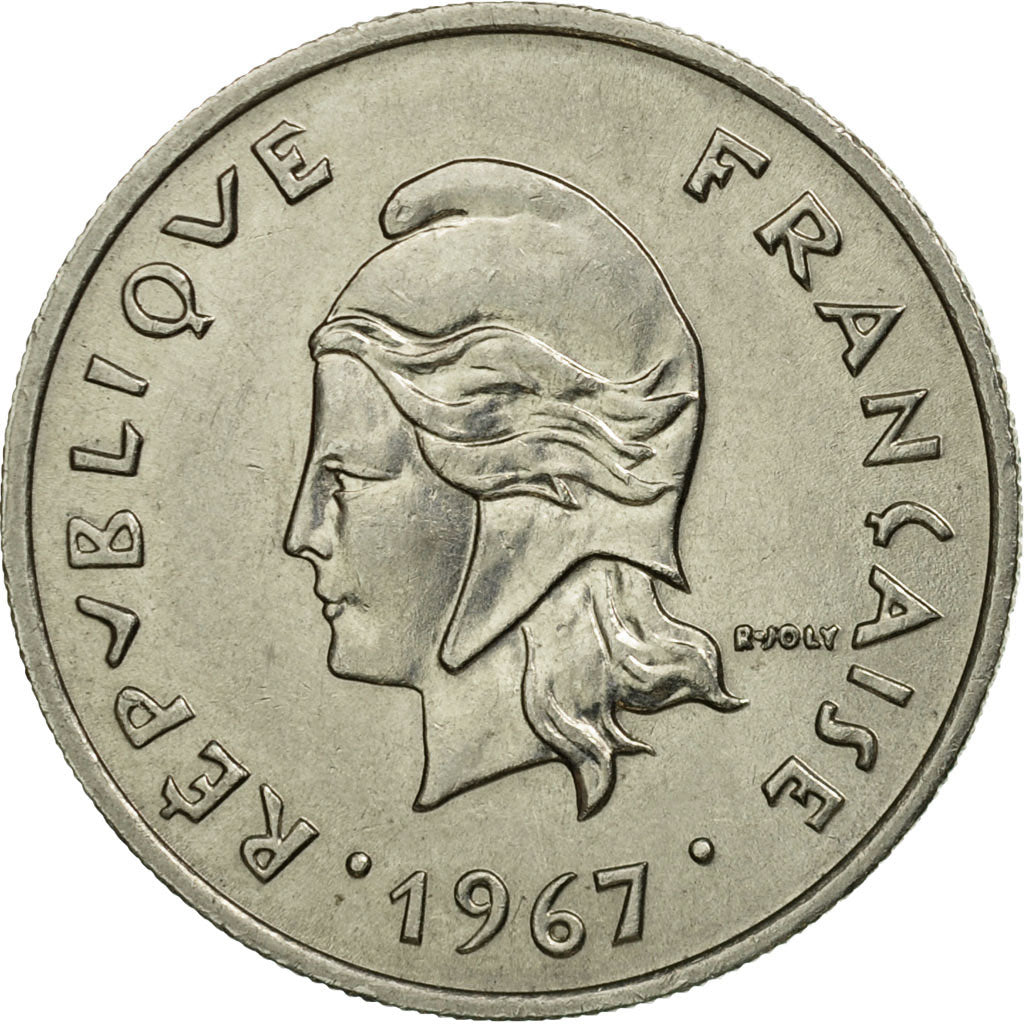 Moneta, Polinezja Francuska, 10 Francs, 1967, Paris, EF(40-45), Nikiel, KM:5