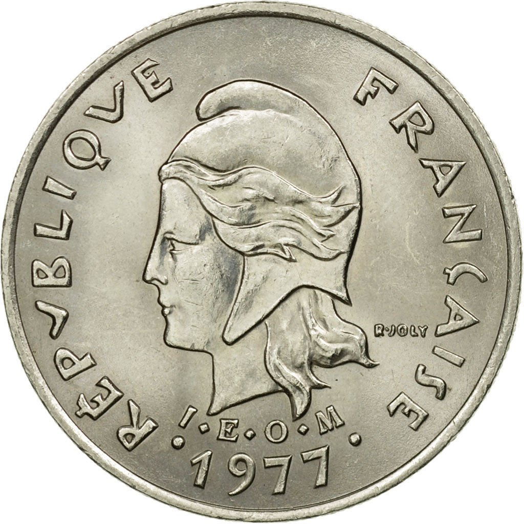 Moneta, Nuove Ebridi, 10 Francs, 1977, Paris, BB, Nichel, KM:2.2