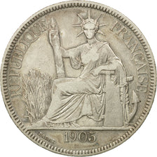 Moneta, INDOCINA FRANCESE, Piastre, 1905, Paris, MB+, Argento, KM:5a.1