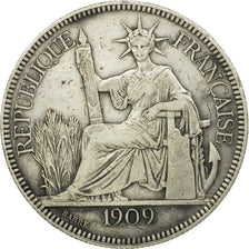 Münze, FRENCH INDO-CHINA, Piastre, 1909, Paris, S, Silber, KM:5a.1