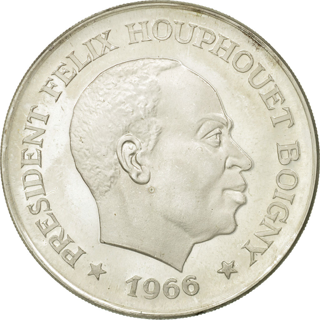 Coin, Ivory Coast, 10 Francs, 1966, Paris, MS(65-70), Silver, KM:1