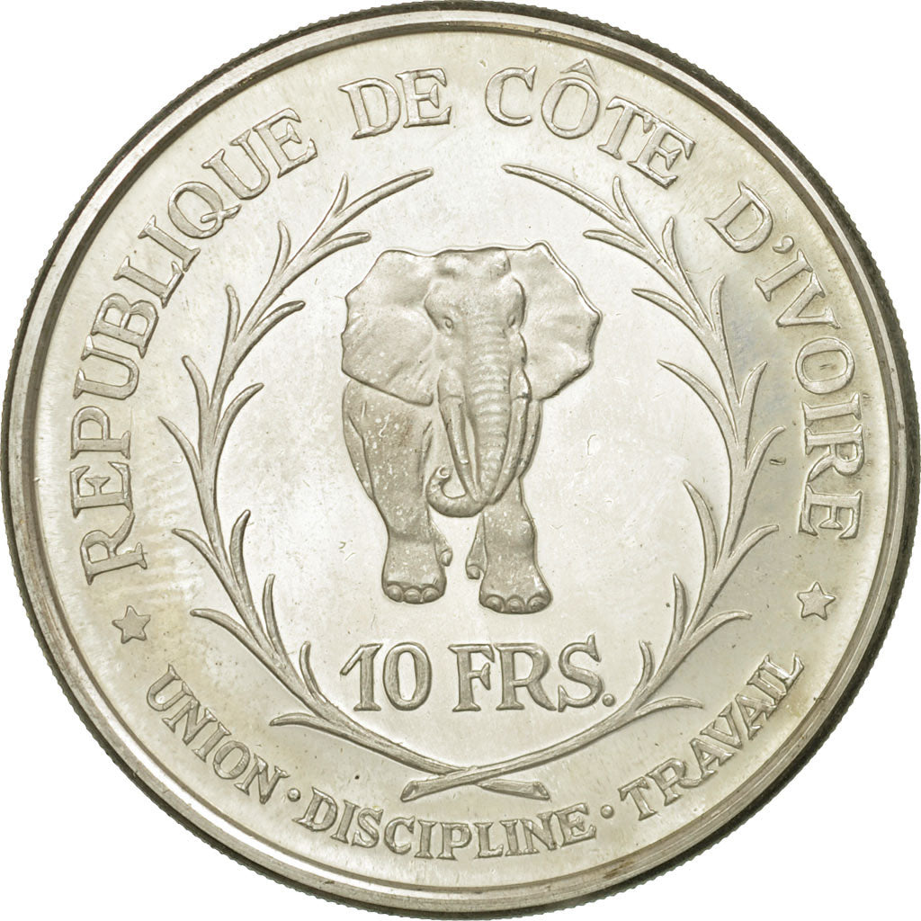 Coin, Ivory Coast, 10 Francs, 1966, Paris, MS(65-70), Silver, KM:1