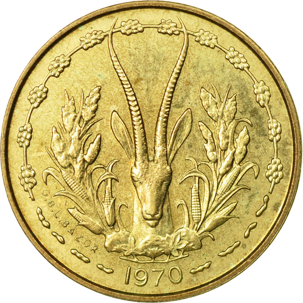 Coin, West African States, 5 Francs, 1970, Paris, EF(40-45)