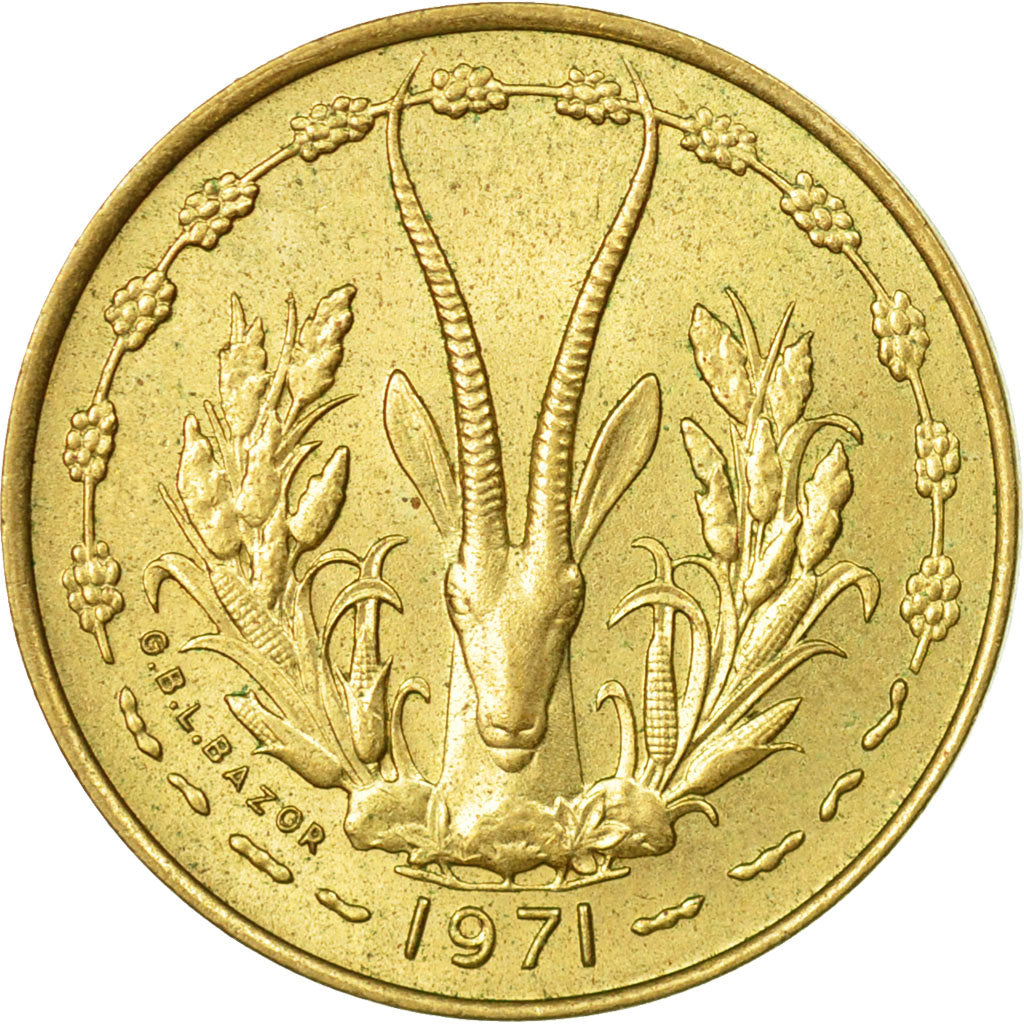 Moneta, Stati dell'Africa occidentale, 5 Francs, 1971, Paris, MB+