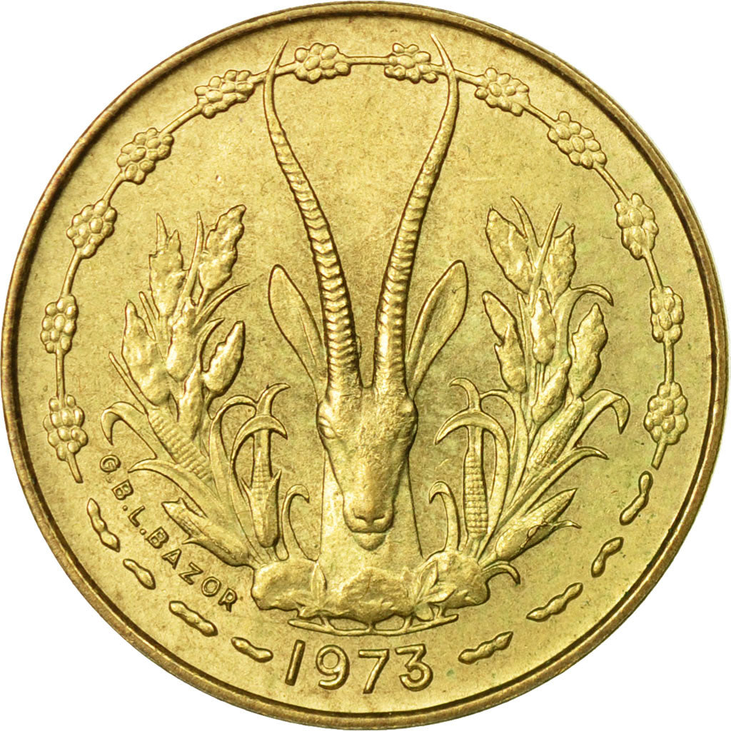 Münze, West African States, 5 Francs, 1973, Paris, S+, Aluminum-Nickel-Bronze