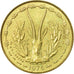 Moneda, Estados del África Occidental, 5 Francs, 1975, Paris, BC+, Aluminio -