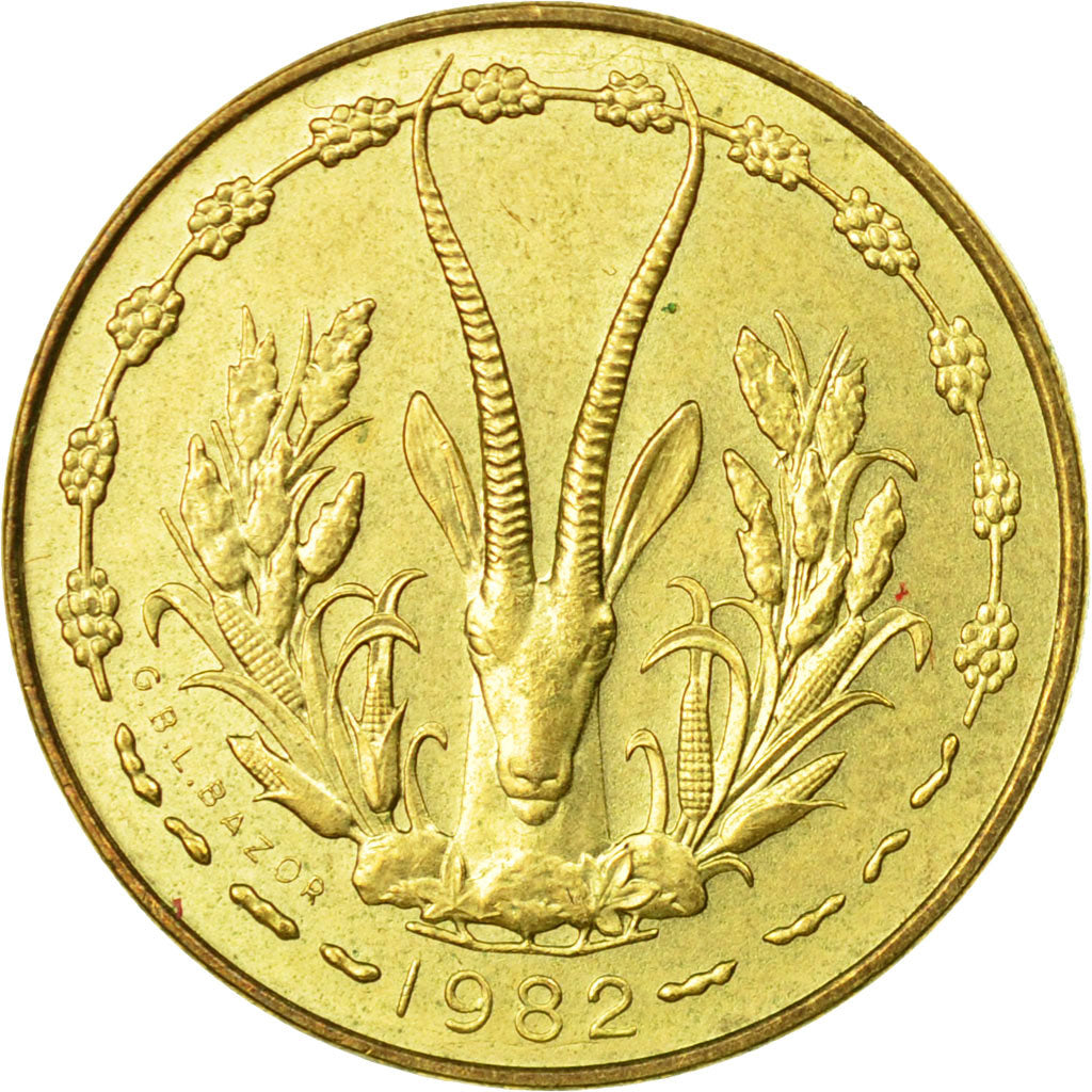 Münze, West African States, 5 Francs, 1982, Paris, S+, Aluminum-Nickel-Bronze