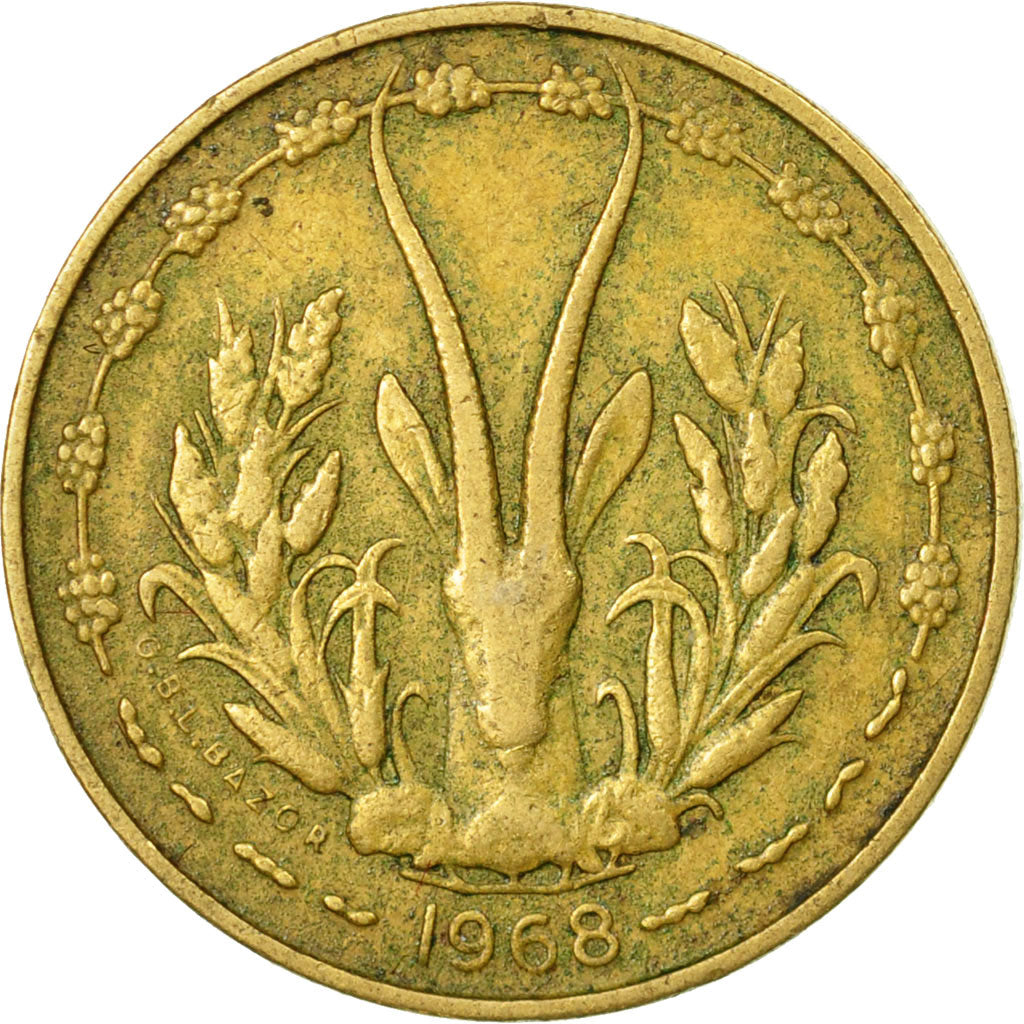 Moneta, Stati dell'Africa occidentale, 5 Francs, 1968, Paris, MB