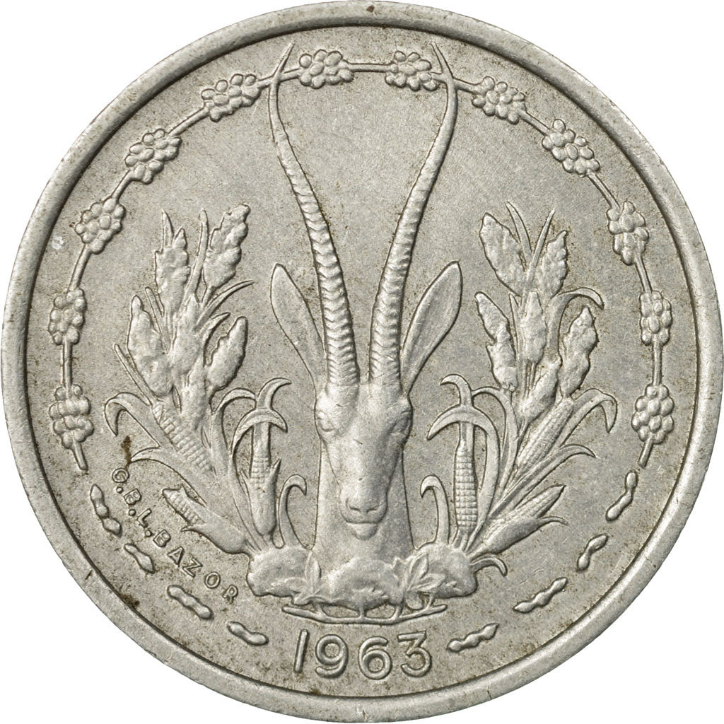 Moneda, Estados del África Occidental, Franc, 1963, Paris, BC+, Aluminio