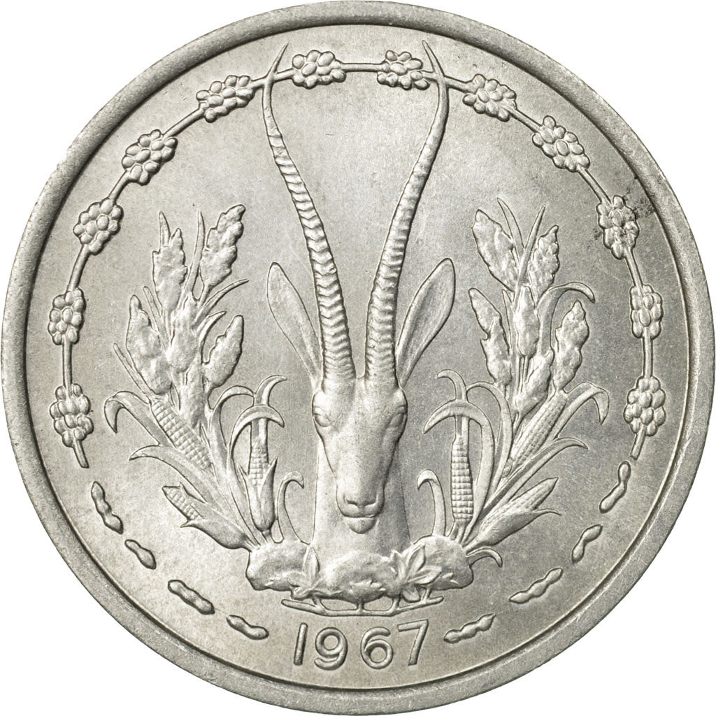 Münze, West African States, Franc, 1967, Paris, SS, Aluminium, KM:3.1