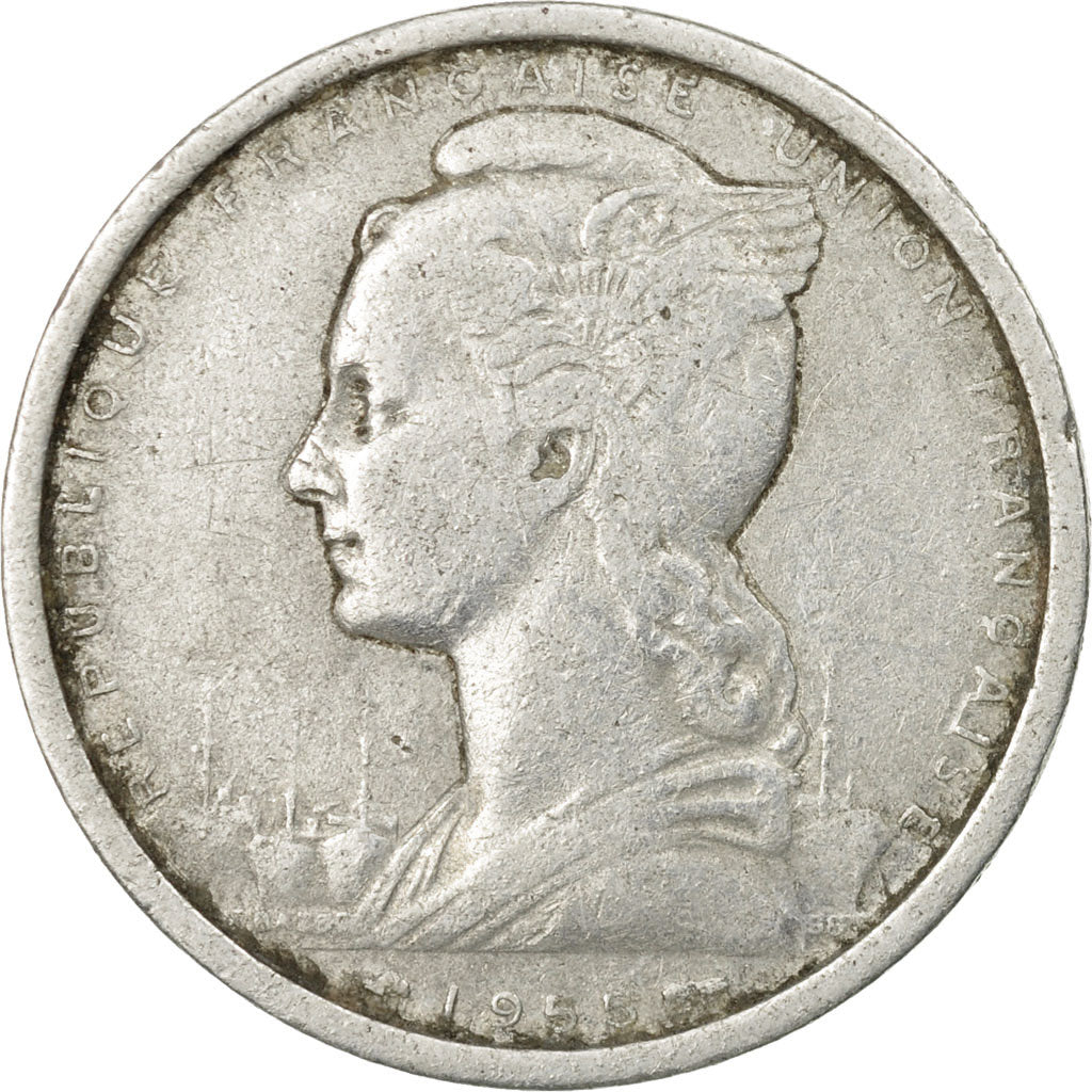 Moneta, Africa occidentale francese, 2 Francs, 1955, Paris, BB, Alluminio, KM:4