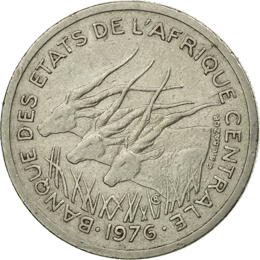 Coin, Central African States, 50 Francs, 1976, Paris, VF(30-35), Nickel, KM:11