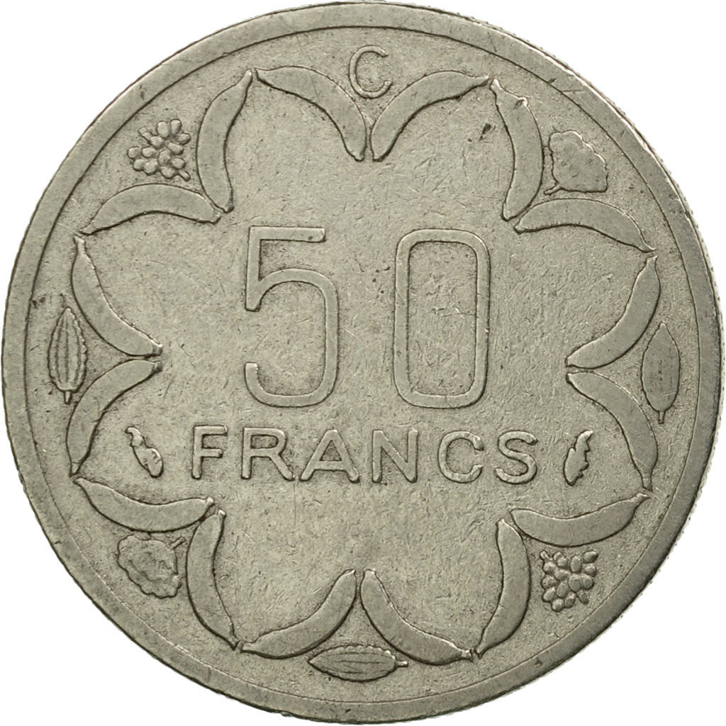 Coin, Central African States, 50 Francs, 1976, Paris, VF(30-35), Nickel, KM:11