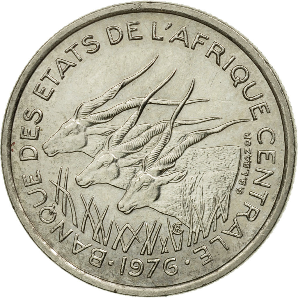 Coin, Central African States, 50 Francs, 1976, Paris, EF(40-45), Nickel, KM:11