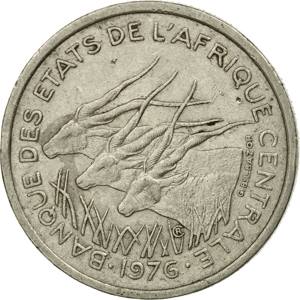 Coin, Central African States, 50 Francs, 1976, Paris, VF(30-35), Nickel, KM:11